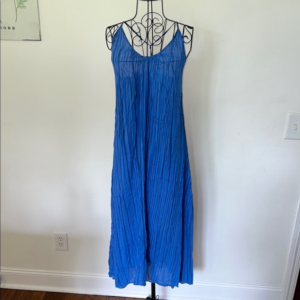 Poupette St Barth Blue Stripe Midi Dress Size S